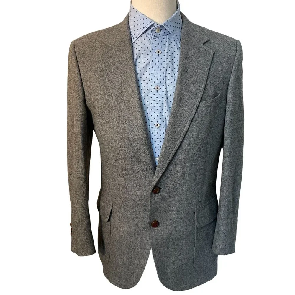 Vintage Franklins 100% Camel Hair Sportcoat Blazer Men 44 Gray Made in the USA